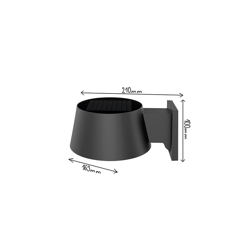 Viking - Lampă solară de perete LED reglabilă, cu senzor, 1W/3,7V, IP44, 4000K, 2000 mAh