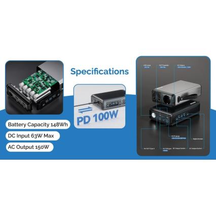 Viking - Generator portabil 10000 mAh cu afișaj LED și Power Delivery