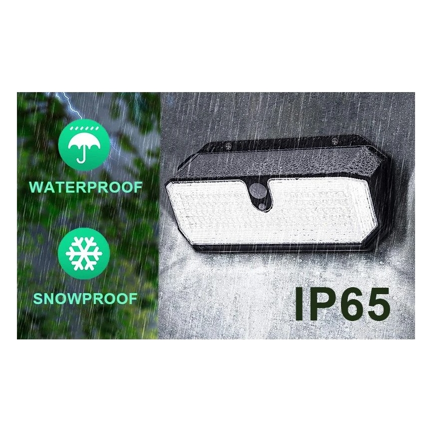 Viking - Lampă de perete solară LED cu senzor LED/2W/3,7V IP65 6000K 2200 mAh