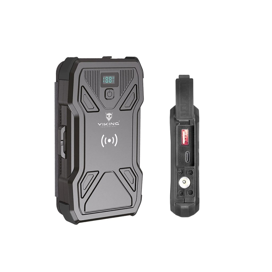 Viking - Powerbank 10000 mAh, Power Delivery 22,5W, lanternă LED, încărcare wireless și panou solar