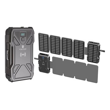 Viking - Powerbank 20000 mAh Power Delivery 22,5W cu lanternă LED, încărcare wireless și panou solar