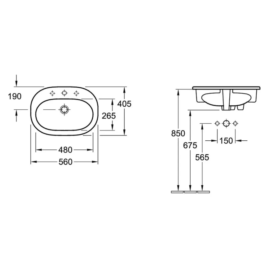Villeroy & Boch 41615601 - Lavoar încastrat O.NOVO 56 x 40,5 cm, ceramică/alb