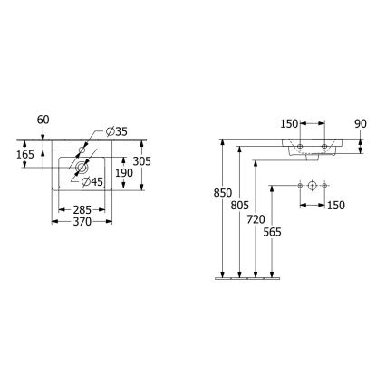 Villeroy & Boch 43703701 - Lavoar suspendat SUBWAY 37x30,5 cm ceramică/alb
