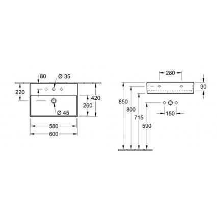Villeroy & Boch 4A226001 - Lavoar suspendat MEMENTO 60 x 42 cm, ceramică, alb