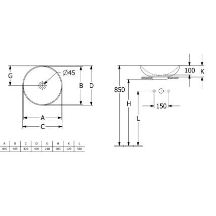 Villeroy & Boch 4A460001 - Lavoar pentru blat LOOP&FRIENDS Ø 42 cm, din ceramică, alb