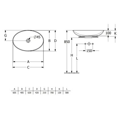 Villeroy & Boch 4A480001 - Lavoar pentru blat LOOP&FRIENDS 62x42 cm ceramică/alb