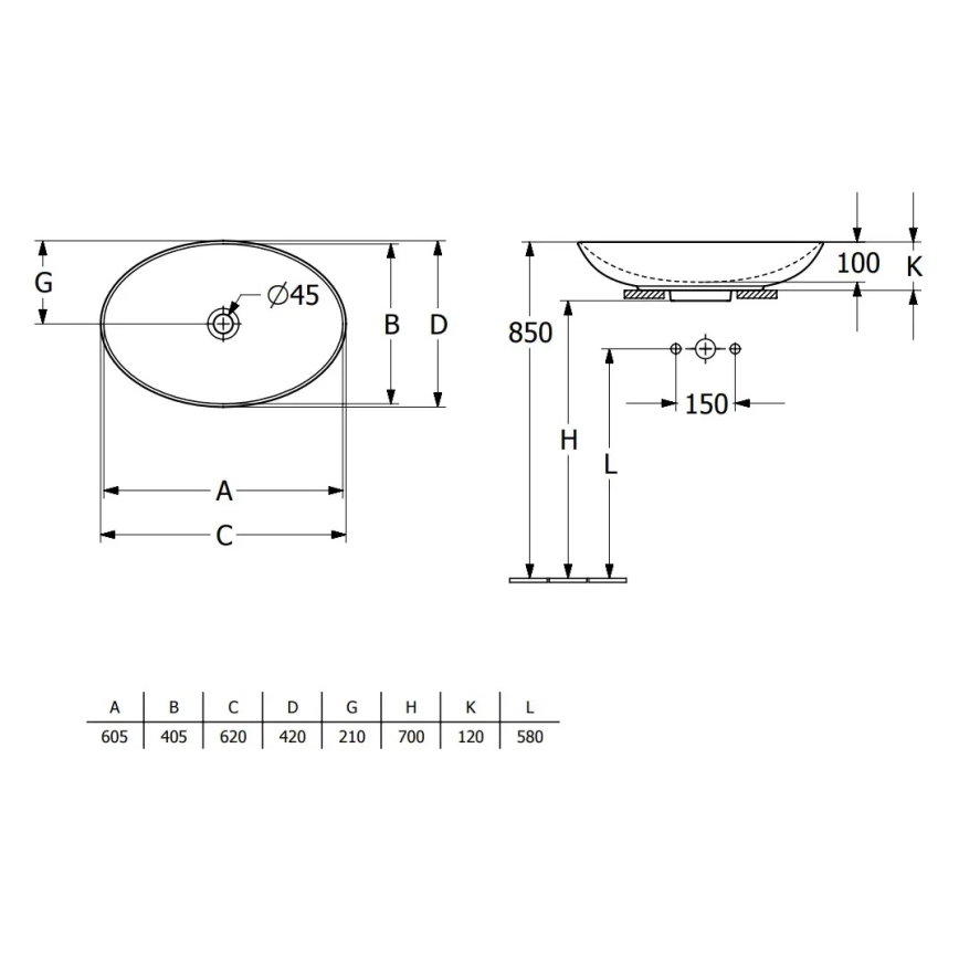 Villeroy & Boch 4A480001 - Lavoar pentru blat LOOP&FRIENDS 62x42 cm ceramică/alb