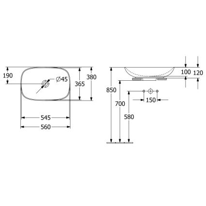 Villeroy & Boch 4A490001 - Lavoar pentru blat LOOP&FRIENDS 56 x 38 cm, ceramică, alb