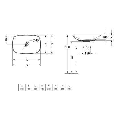 Villeroy & Boch 4A500001 - Lavoar pentru montare pe blat LOOP&FRIENDS 62x42 cm ceramică/alb