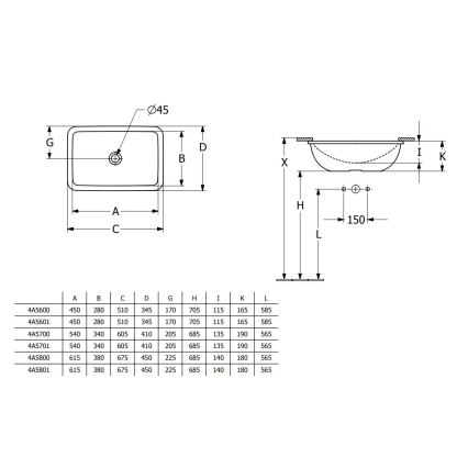 Villeroy & Boch 4A5601R1 - Lavoar încastrat LOOP&FRIENDS 45 x 28 cm, ceramică, alb