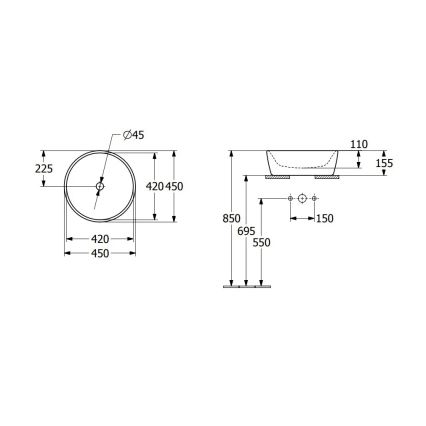 Villeroy & Boch 5A254501 - Lavoar pentru blat ARCHITECTURA Ø 45 cm ceramică/albă