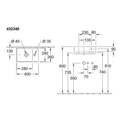 Villeroy & Boch MEMENTO lavoar suspendat 40x26 cm ceramică/alb - 43234001