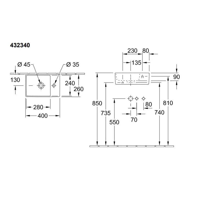 Villeroy & Boch MEMENTO lavoar suspendat 40x26 cm ceramică/alb - 43234001