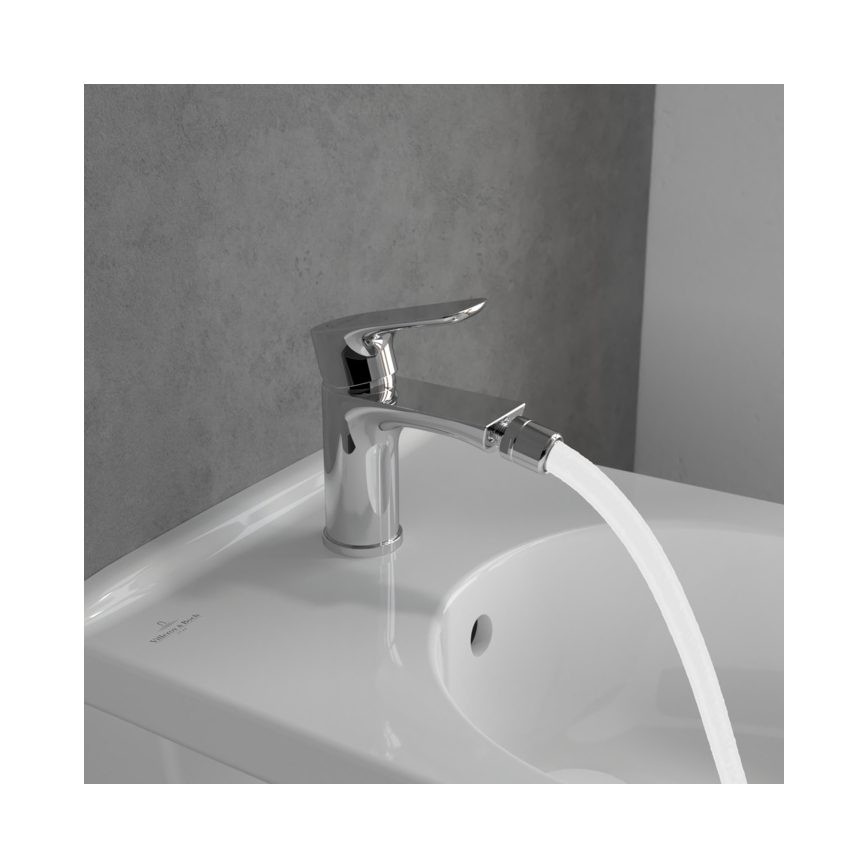 Villeroy & Boch TVB10420111061 - Baterie bideu O.NOVO cu ventil pop-up, finisaj crom lucios
