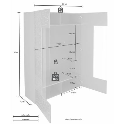 Vitrină ARIA, stejar Sonoma