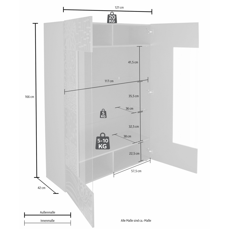 Vitrină ARIA, stejar Sonoma