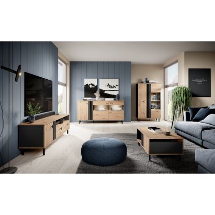 Vitrină BADIA stejar/antracit