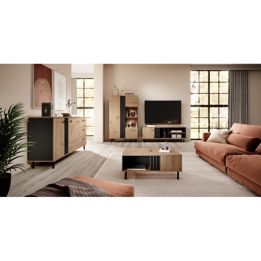 Vitrină BADIA, stejar/antracit