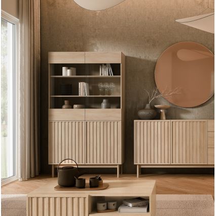 Vitrină KIOTO 106x183x37 cm stejar Cremona/sticlă