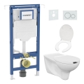 WC suspendat accesibil ETIUDA + capac WC ETIUDA + plăcuță de acționare SIGMA + modul incastrat + plăcuță izolantă
