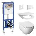WC suspendat MIO Rimless + capac WC SoftClose MIO + buton de acționare DUAL + modul incastrat + plăcuță izolatoare