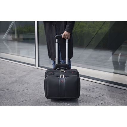 Wenger - Troler de călătorie pe roți 25 l 17 + geantă pentru laptop 15,6 Patriot negru