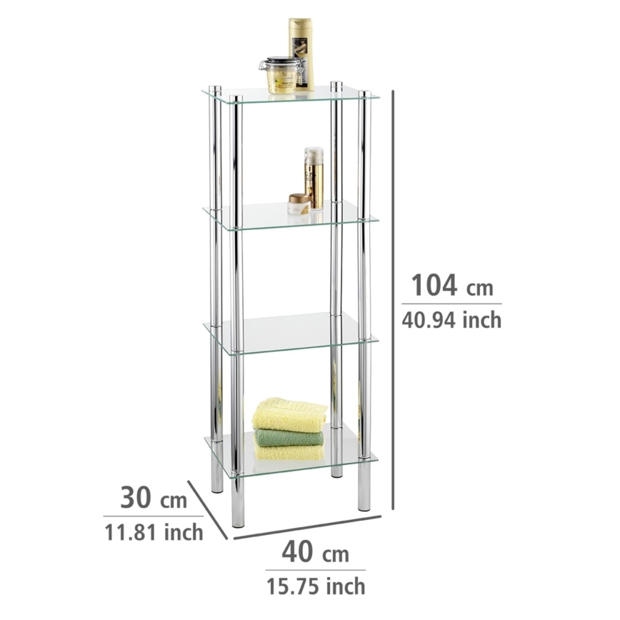 WENKO 15853100 - Etajeră YAGO 40 x 104 cm, inox/argintiu/transparent