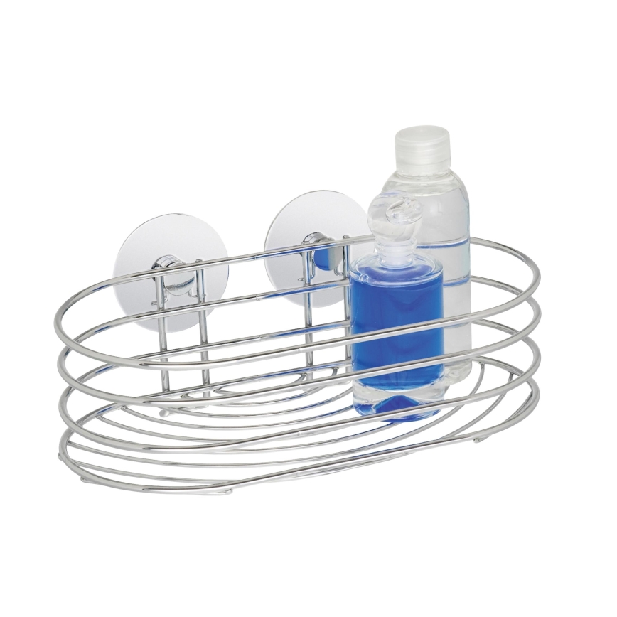 WENKO 18775100 - Poliță rotundă TURBO-LOC din oțel, 23,5 x 13,5 cm, crom lucios