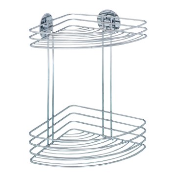 WENKO 18914100 - Poliță de colț TURBO-LOC RUND, oțel, 26,5 x 33 cm, crom lucios