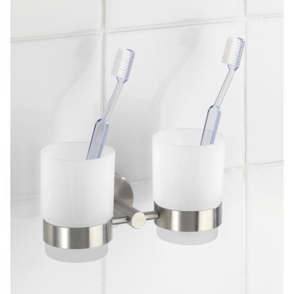 WENKO 19638100 - Suport pentru periuțe de dinți BOSIO MATT, 17,5 x 9,5 cm, inox/argintiu