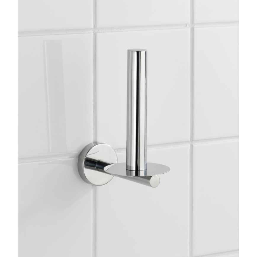 WENKO 20218100 - Suport pentru hârtie igienică BOSIO SHINE, 8 x 12,5 cm, inox/argintiu