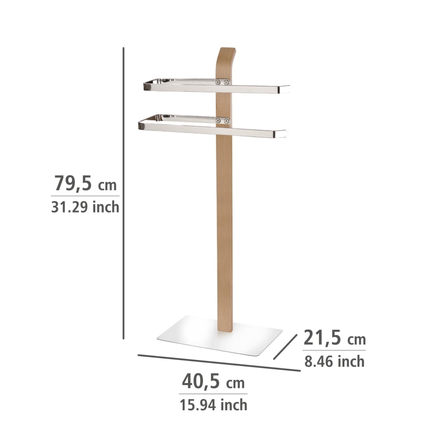 Suport pentru prosoape WENKO SAMONA 20396100, 40,5 x 79,5 cm, crom lucios/maro