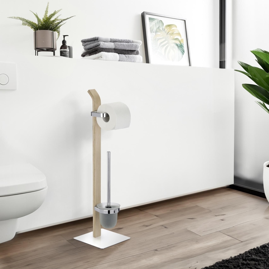 WENKO 20397100 - Perie WC SAMONA 20 x 71,5 cm crom/maro/satinat