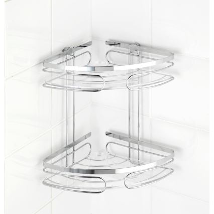 WENKO 20412100-Raft de colț PREMIUM din oțel inoxidabil 26,5x27,5 cm inox/argintiu