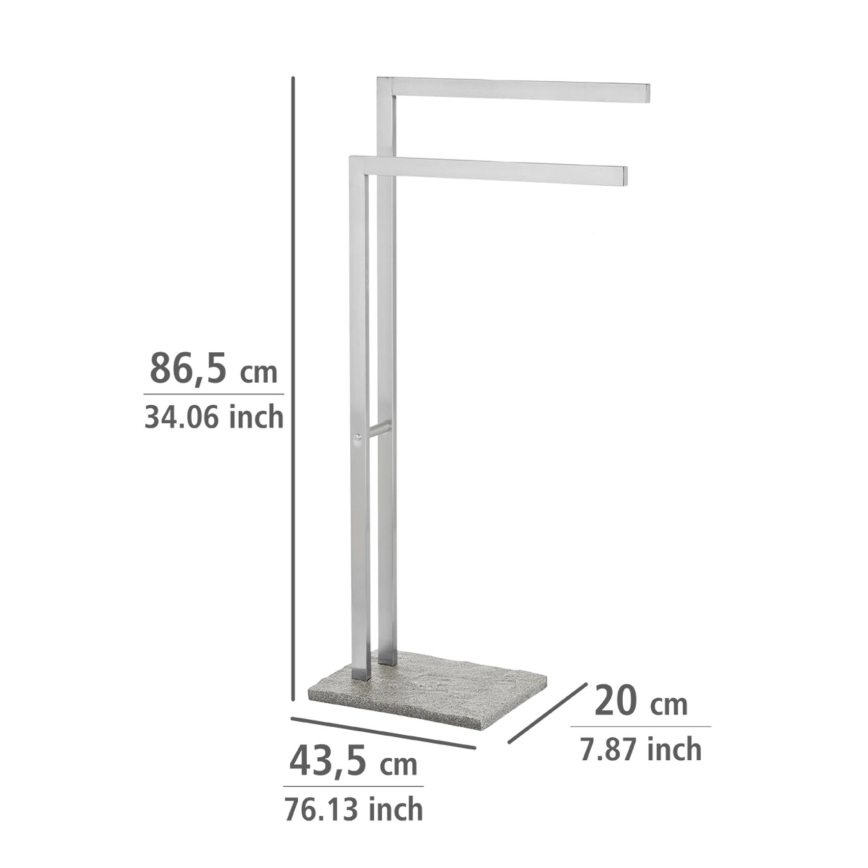 WENKO 20603100 - Suport pentru prosoape GRANIT 43,5 x 86,5 cm inox/satinat/gri