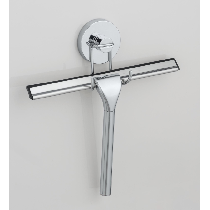 WENKO 20877100 - Racletă VACUUM-LOC rotundă, oțel inoxidabil lucios, crom/argintiu, 24,5x25 cm