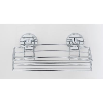 WENKO 20883100 - Poliță rotundă VACUUM-LOC din oțel, 26 x 15,3 cm, crom lucios