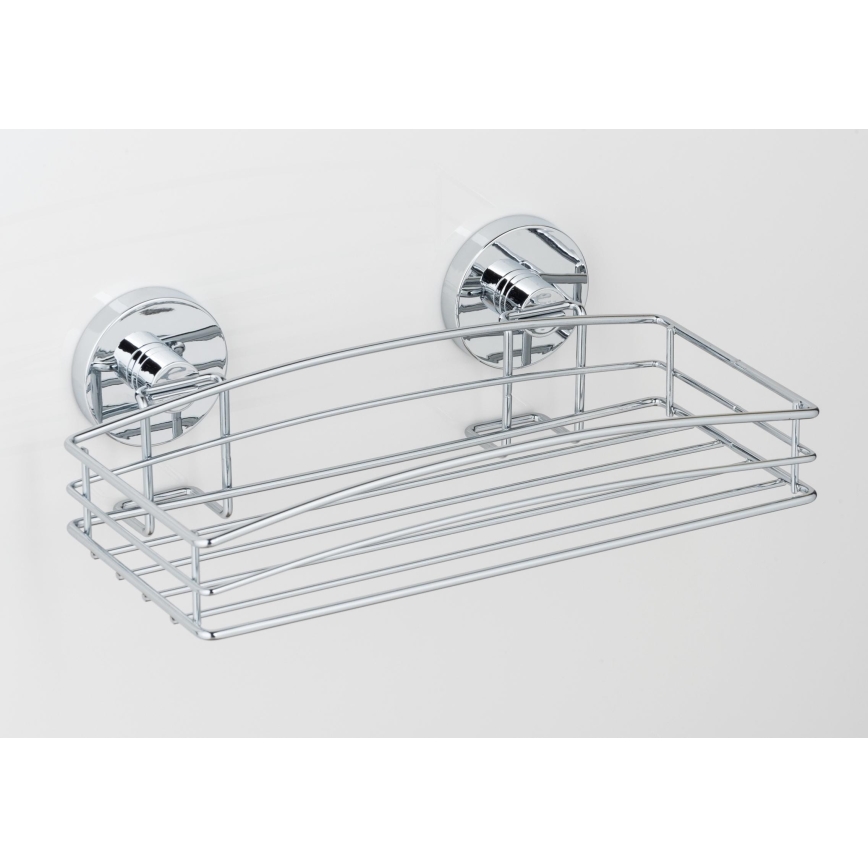 WENKO 20883100 - Poliță rotundă VACUUM-LOC din oțel, 26 x 15,3 cm, crom lucios
