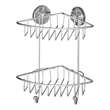 WENKO 20888100 - Raft de colț VACUUM-LOC, oțel rotund, 22,5 x 29,5 cm, crom lucios