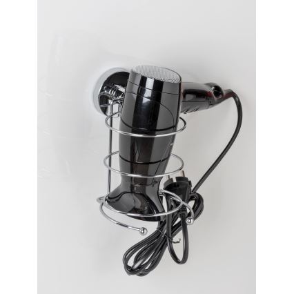 WENKO 20896100 - Suport pentru uscător de păr VACUUM-LOC MILAZZO 12x17 cm, crom lucios