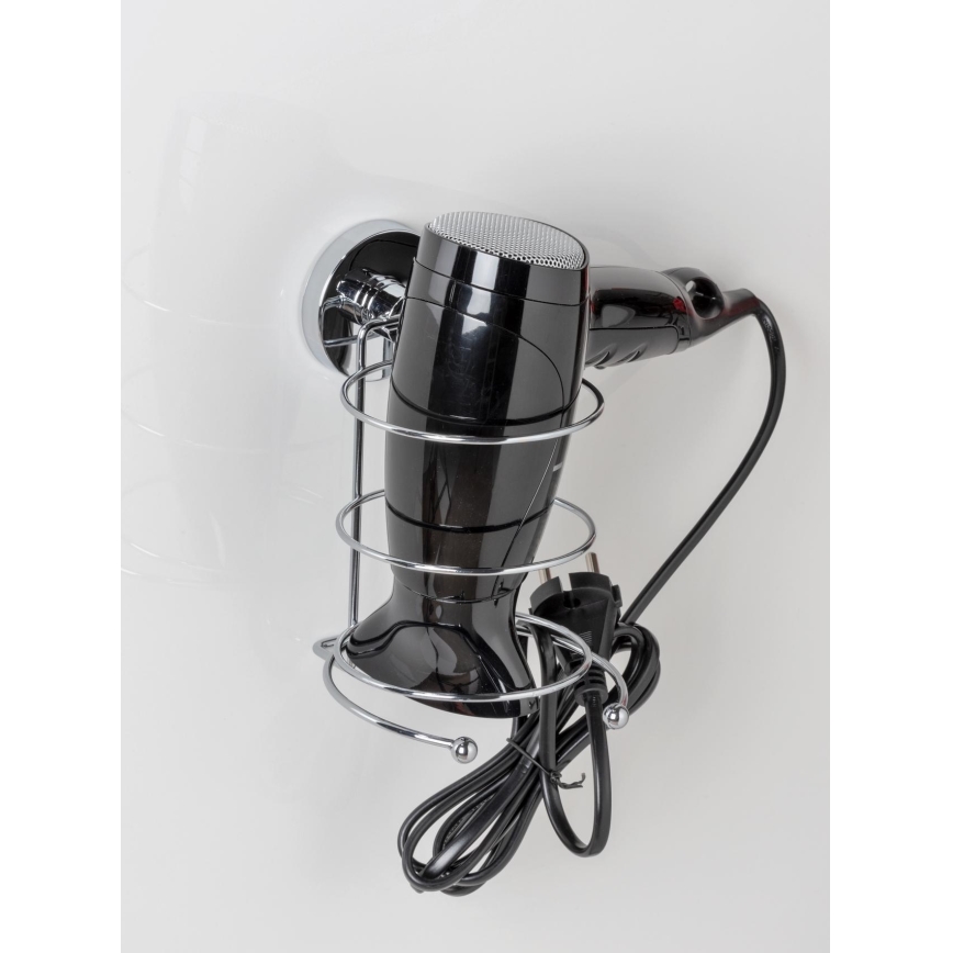 WENKO 20896100 - Suport pentru uscător de păr VACUUM-LOC MILAZZO 12x17 cm, crom lucios