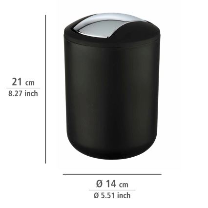 WENKO 21211100 - Coș de gunoi BRASIL 14x21 cm, negru/crom lucios