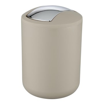 WENKO 21221100 - Coș de gunoi BRASIL 14 x 21 cm, bej/crom lucios