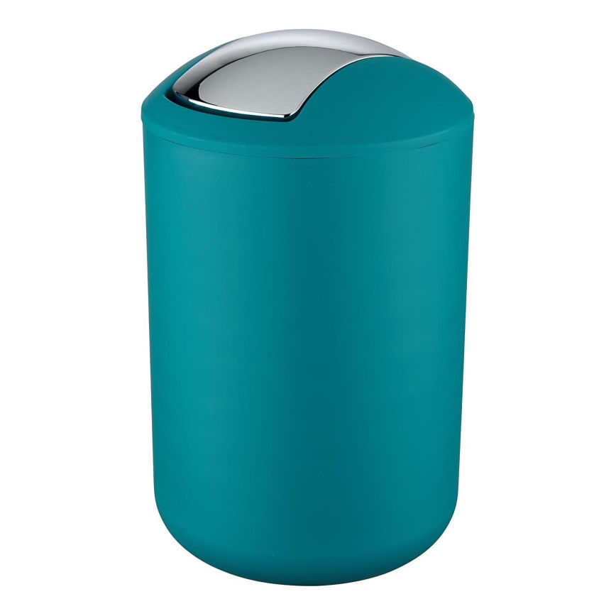 WENKO 21227100 - Coș de gunoi BRASIL, 19,5 x 31 cm, turcoaz/crom lucios