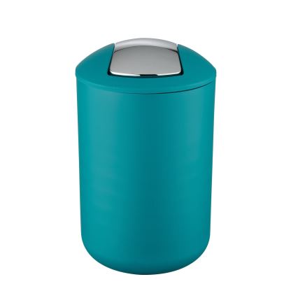 WENKO 21227100 - Coș de gunoi BRASIL, 19,5 x 31 cm, turcoaz/crom lucios