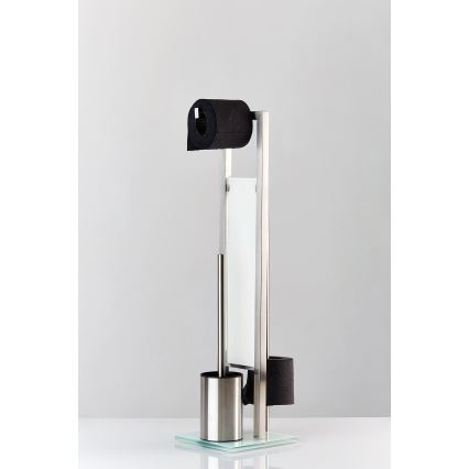 WENKO 21564100 - Perie WC RIVALTA 18x70 cm inox/argintiu/alb/negru