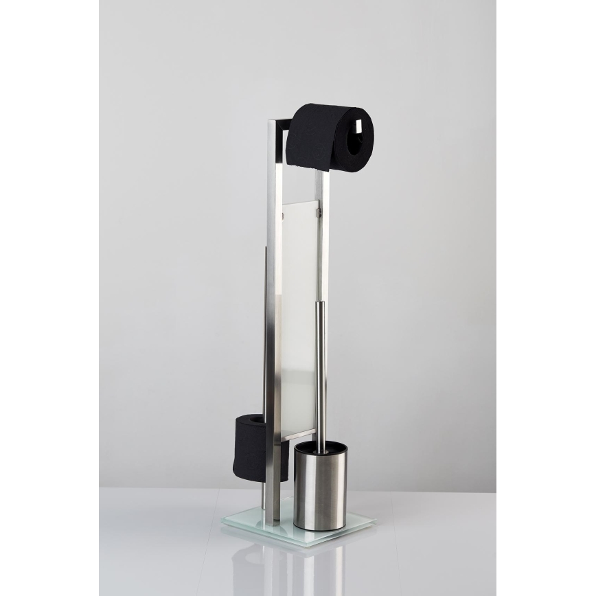 WENKO 21564100 - Perie WC RIVALTA 18x70 cm inox/argintiu/alb/negru