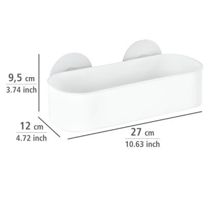 WENKO 21824100 - Poliță OSIMO din plastic, 27 x 12 cm, alb/transparent