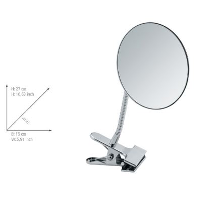 WENKO 22195100 - Oglindă cosmetică CLIP, 15 x 27 cm, crom lucios