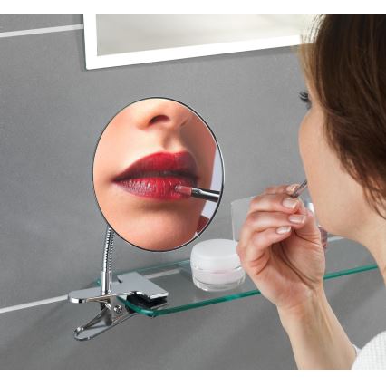 WENKO 22195100 - Oglindă cosmetică CLIP, 15 x 27 cm, crom lucios